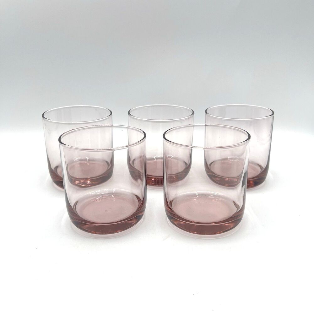 Libbey Pink Plum Glasses Low Ball Flat Metropolitan Juice Lowball Set Of 5